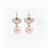 Enamel Flower Sakura Fan Earrings - Set of 10 Pairs