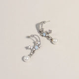Metal Star Pearl Moon Earrings Set