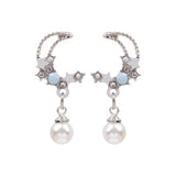 Metal Star Pearl Moon Earrings Set