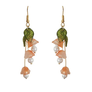 Metal Flower Tassel Pearl Earrings for Women - Pack of 10