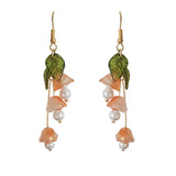 Metal Flower Tassel Pearl Earrings for Women - Pack of 10