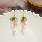 Metal Flower Tassel Pearl Earrings for Women - Pack of 10