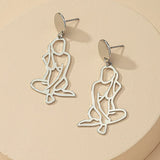 10 Pair Retro Human Body Contour Alloy Earrings