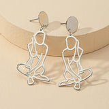 10 Pair Retro Human Body Contour Alloy Earrings