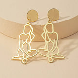 10 Pair Retro Human Body Contour Alloy Earrings