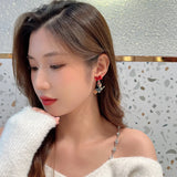 Enamel Bow Knot Moon Cat Earrings for Women