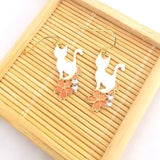 Sakura Cat Earrings, 10 Pairs Enamel Epoxy Jewelry Metal for Women