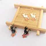 Sakura Cat Earrings, 10 Pairs Enamel Epoxy Jewelry Metal for Women