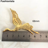 Metal Flying Bird 49x68mm Red-Crowned Crane Embellishment For Crafts