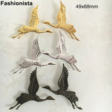 Metal Flying Bird 49x68mm Red-Crowned Crane Embellishment For Crafts