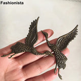 Metal Flying Bird 49x68mm Red-Crowned Crane Embellishment For Crafts