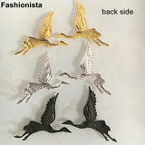 Metal Flying Bird 49x68mm Red-Crowned Crane Embellishment For Crafts