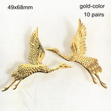 Metal Flying Bird 49x68mm Red-Crowned Crane Embellishment For Crafts