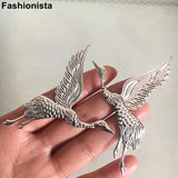 Metal Flying Bird 49x68mm Red-Crowned Crane Embellishment For Crafts