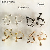 Lady's Brass Ear Clip 13x16mm Adjustable Bronze Silver-color
