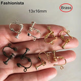 Lady's Brass Ear Clip 13x16mm Adjustable Bronze Silver-color