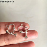 Lady's Brass Ear Clip 13x16mm Adjustable Bronze Silver-color