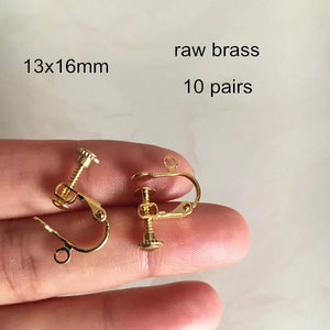 Lady's Brass Ear Clip 13x16mm Adjustable Bronze Silver-color