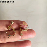 Lady's Brass Ear Clip 13x16mm Adjustable Bronze Silver-color