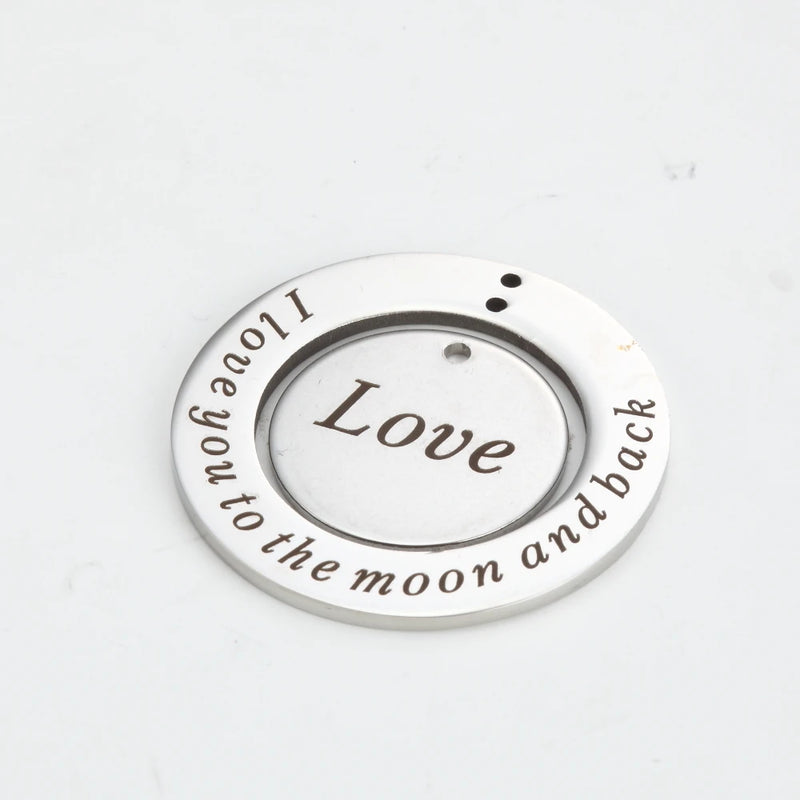 Circle Charms, I Love You to the Moon and Back Pendant Necklace