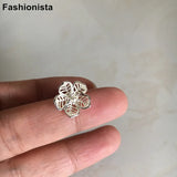 10 pcs 13mm Brass Flowers Charms 3D Flower Filigrees Gold Silver-color