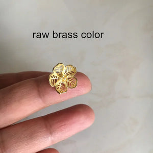 10 pcs 13mm Brass Flowers Charms 3D Flower Filigrees Gold Silver-color