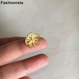 10 pcs 13mm Brass Flowers Charms 3D Flower Filigrees Gold Silver-color