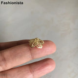 10 pcs 13mm Brass Flowers Charms 3D Flower Filigrees Gold Silver-color