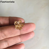 10 pcs 13mm Brass Flowers Charms 3D Flower Filigrees Gold Silver-color
