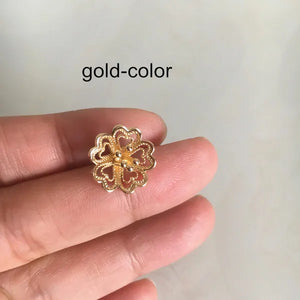 10 pcs 14mm 3D Flowers Charms Filigree Jewelry Brass Silver-color Floral Blossom