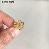 10 pcs 14mm 3D Flowers Charms Filigree Jewelry Brass Silver-color Floral Blossom