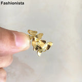 10 pcs Brass Double Flower Charms for Earrings DIY, Gold-color