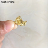 10 pcs Brass Double Flower Charms for Earrings DIY, Gold-color