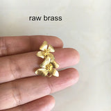 10 pcs Brass Double Flower Charms for Earrings DIY, Gold-color