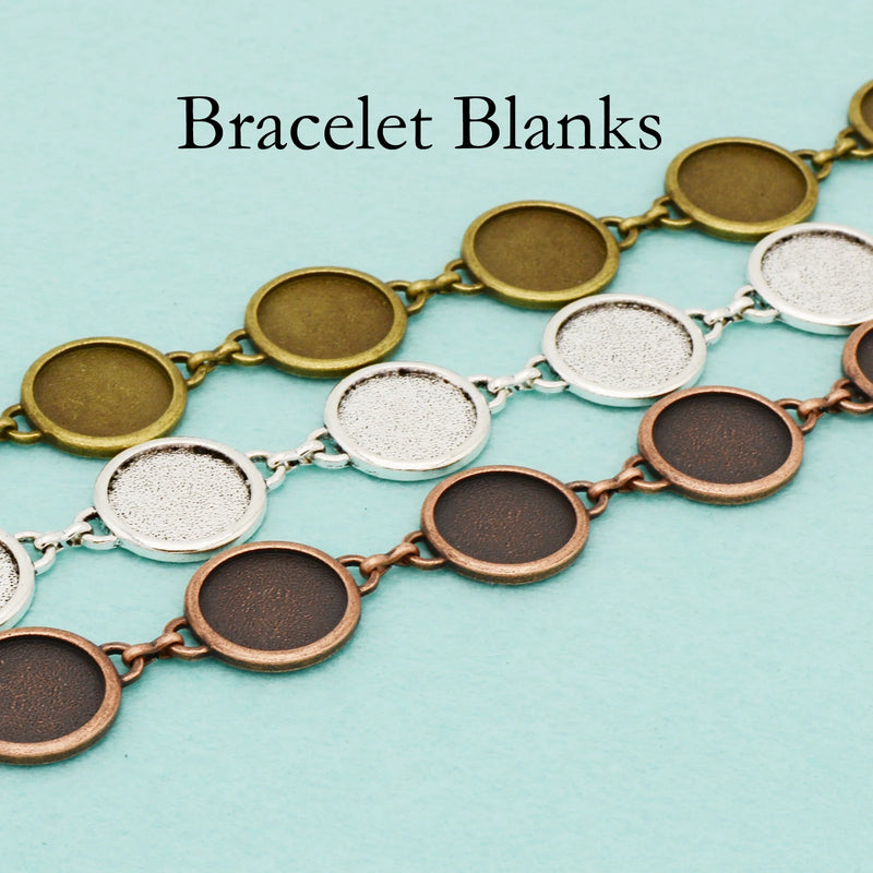 10 pcs Round Bezel Bracelet Setting, Fits 18mm Inserts