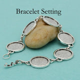 10 pcs Round Bezel Bracelet Setting, Fits 18mm Inserts