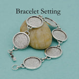 10 pcs Round Bezel Bracelet Setting, Fits 18mm Inserts
