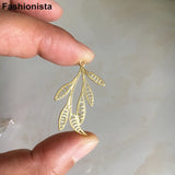 10 pcs Brass Filigree Leaf Charms Silver-color Branch With 6 Leaves
