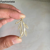 10 pcs Brass Filigree Leaf Charms Silver-color Branch With 6 Leaves