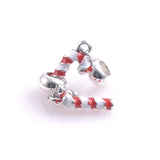 10pcs 20x9mm Silver Plated Candy Cane Spacer Beads Charms for Bracelets DIY