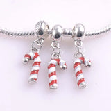 10pcs 20x9mm Silver Plated Candy Cane Spacer Beads Charms for Bracelets DIY