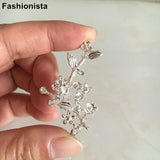 10pcs 28*47mm Metal Flower Branch Gold Silver DIY Crafts