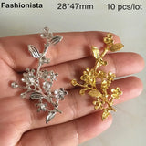 10pcs 28*47mm Metal Flower Branch Gold Silver DIY Crafts