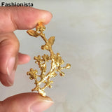 10pcs 28*47mm Metal Flower Branch Gold Silver DIY Crafts