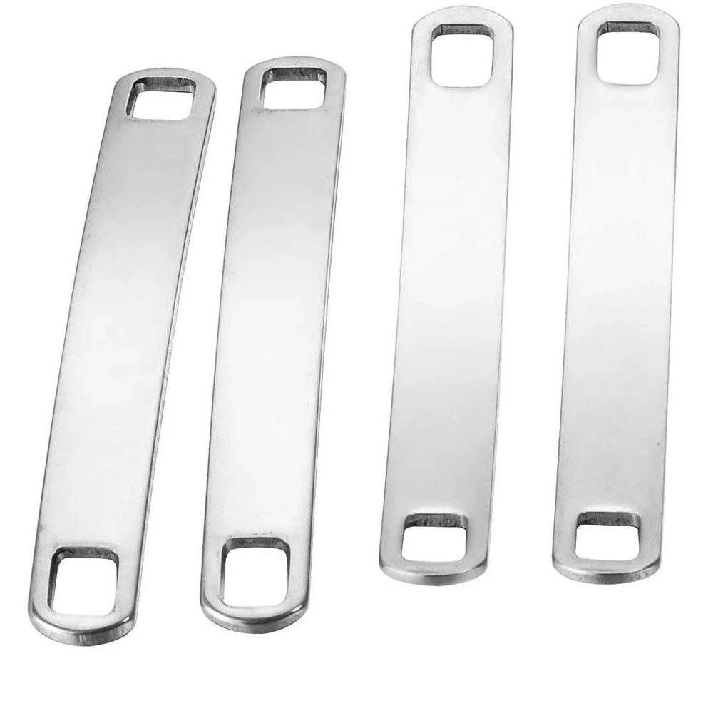 10pcs 316L Silver Men Blank Tags Stainless Steel ID Bracelet Dog Tag Jewelry