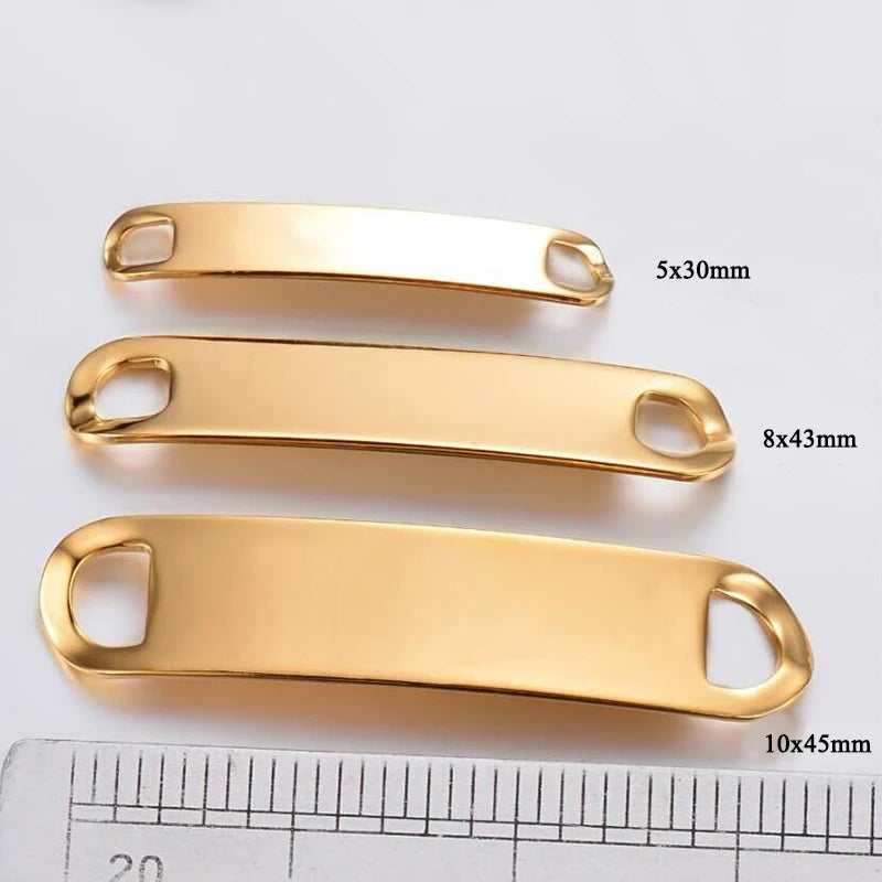 10pcs 316L Silver Men Blank Tags Stainless Steel ID Bracelet Dog Tag Jewelry