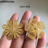 10 pcs 3D Brass Flowers 32mm Gold Scrapbook Decor