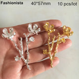 10 pcs Flower Branch Plum Blossom Zinc Alloy Gold Silver Handmade Crafts