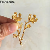 10 pcs Flower Branch Plum Blossom Zinc Alloy Gold Silver Handmade Crafts