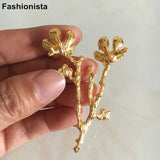 10 pcs Flower Branch Plum Blossom Zinc Alloy Gold Silver Handmade Crafts